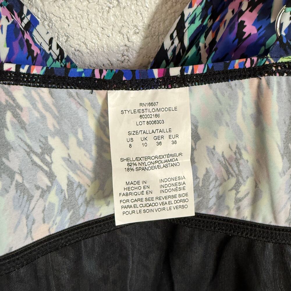 Swim Solutions Women's Printed Tiered Fauxkini 1pc swimsuit Rainbow Rain 8 $102 - Picture 10 of 10